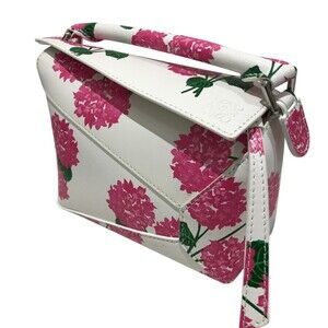 Loewe Flower Motif Puzzle Bag White Pink